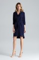 granatowa sukienka z paskiem asee