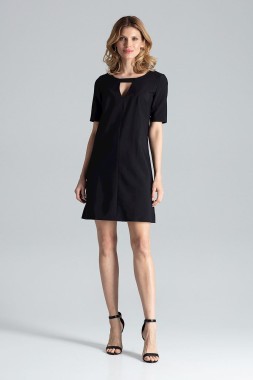 Trapezowa sukienka z dekoltem w serek