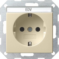 Gniazdka wtyczkowe SCHUKO z polem opisowym Gira System 55