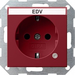 Gniazdko wtyczkowe SCHUKO z zieloną lampką kontrolną i polem opisowym do  WSV Gira System 55