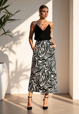 Satynowa spódnica midi