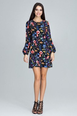 Sukienka w kwiaty długi rękaw