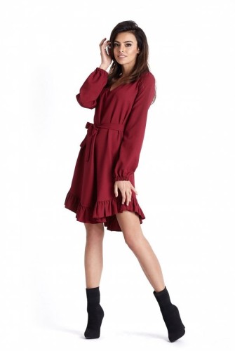 sukienka bordowa asee